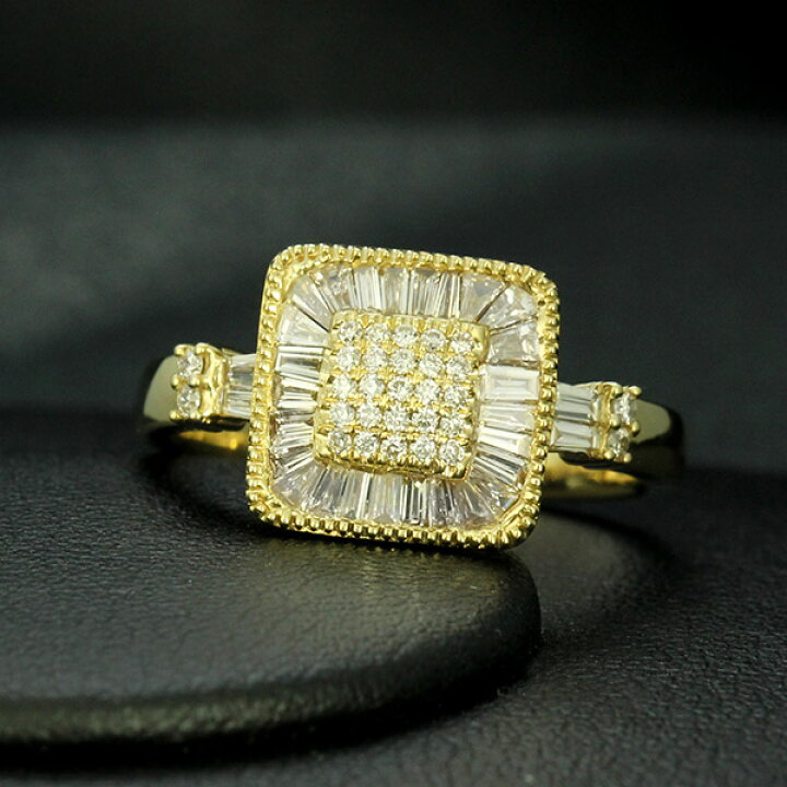 楽天市場】ダイヤモンド リング K18 イエローゴールド 0.6ct テーパー 