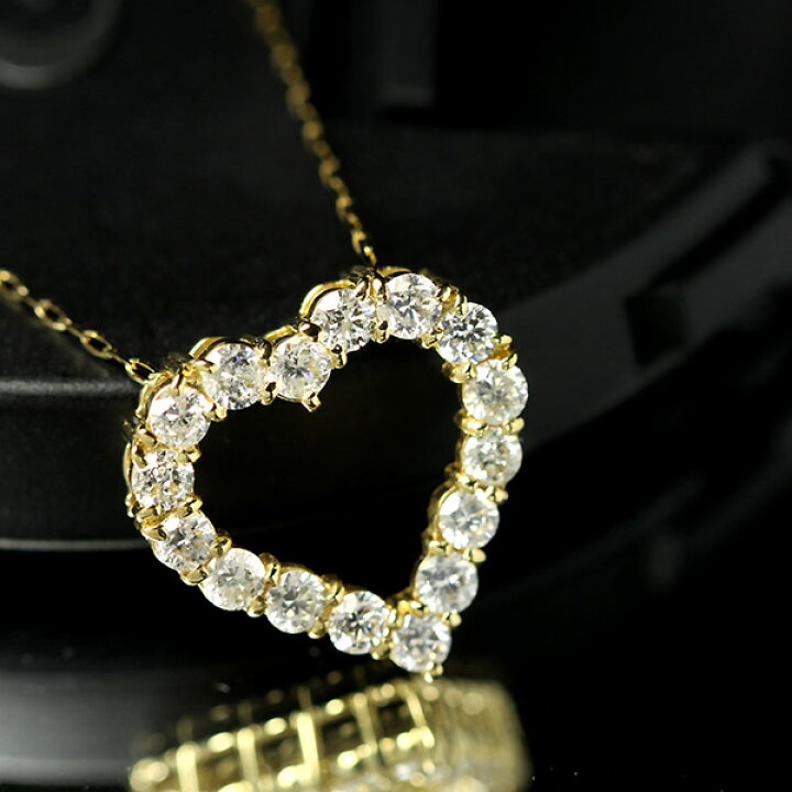 楽天市場】1カラット ダイヤモンド ネックレス ハート 1.0ct K18  