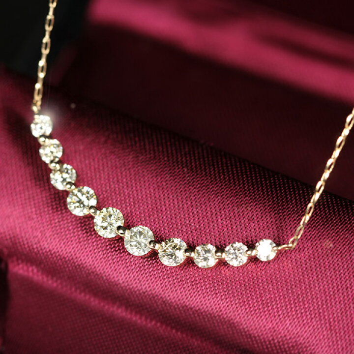 楽天市場】1カラット ダイヤモンド スマイル ネックレス 1.0ct K18 