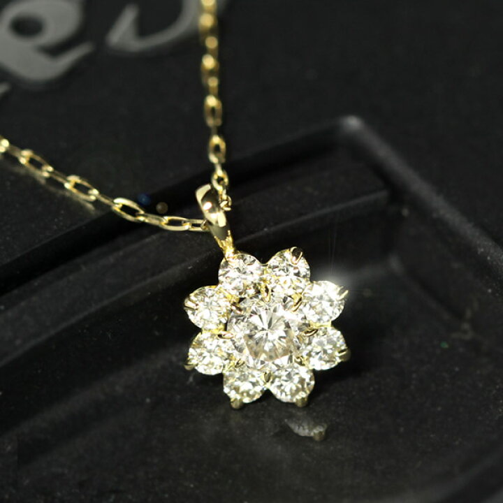 楽天市場】ダイヤモンド ネックレス 0.5ct フラワー K18 イエロー  