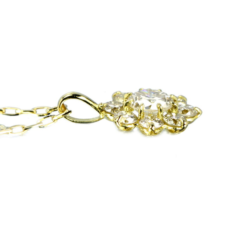 楽天市場】ダイヤモンド ネックレス 0.5ct フラワー K18 イエロー 