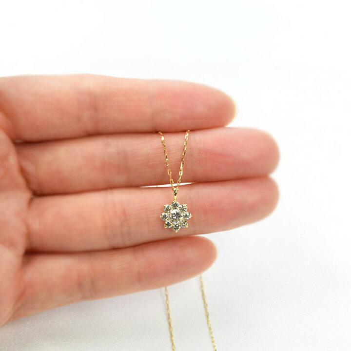 楽天市場】ダイヤモンド ネックレス 0.5ct フラワー K18 イエロー 