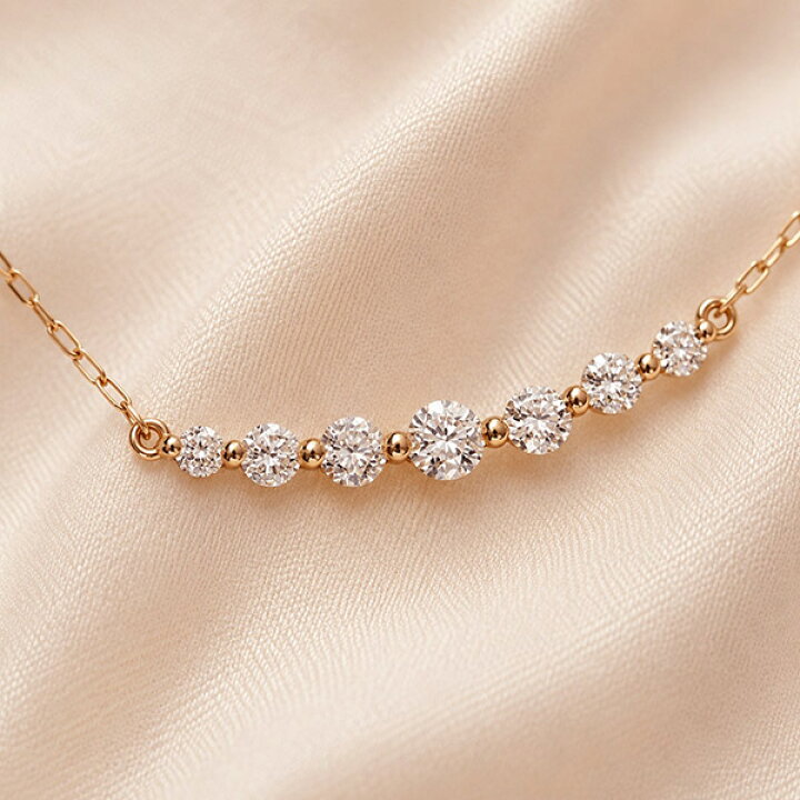 楽天市場】ダイヤモンド ライン ネックレス K18 ピンクゴールド 0.3ct 