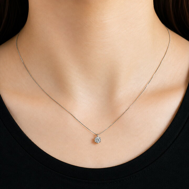 楽天市場】ダイヤモンド ネックレス 一粒 0.4ct 6本爪 プラチナ Pt900 