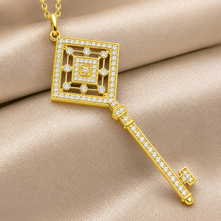 楽天市場】ダイヤモンド ネックレス 鍵 キー 0.2ct K18 イエロー 