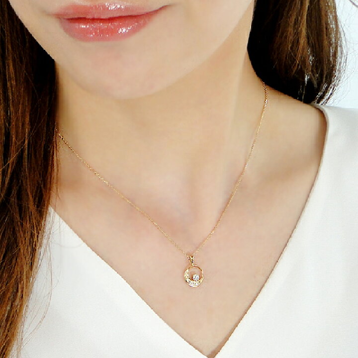 楽天市場】K18YG ダイヤモンド 月モチーフ ネックレス【0.15ct】【送料  