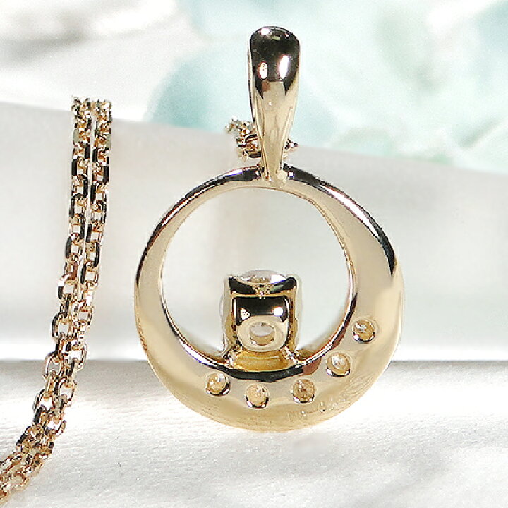 楽天市場】K18YG ダイヤモンド 月モチーフ ネックレス【0.15ct】【送料  