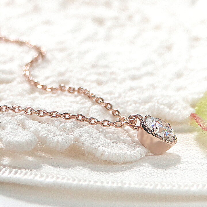 楽天市場】K18PG 一粒 ダイヤモンド ミル打ち ネックレス【0.20ct 