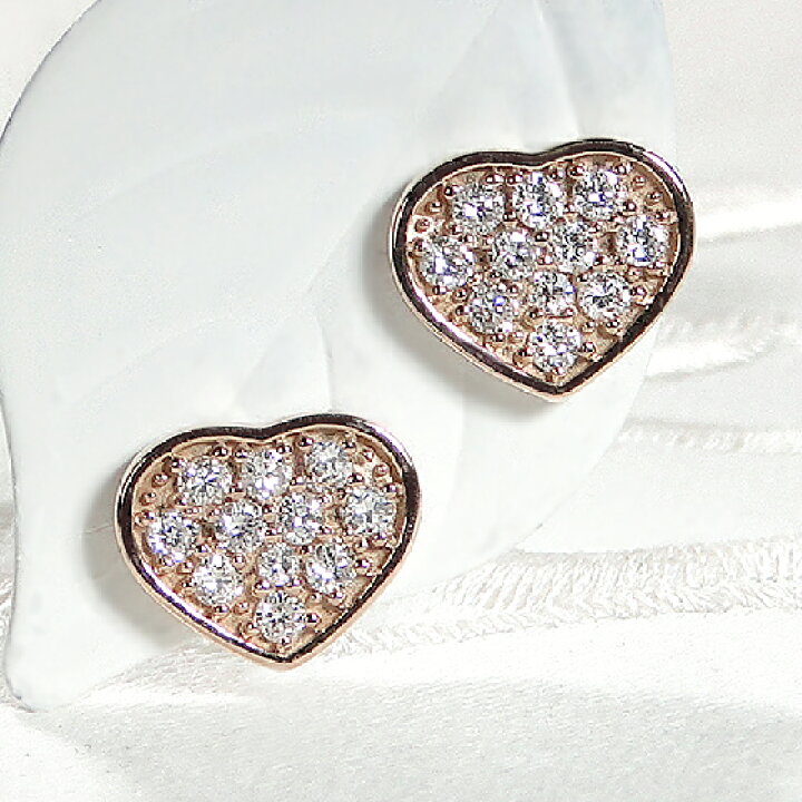 楽天市場】K18PG ダイヤモンド ハート ピアス【0.30ct】【送料無料 