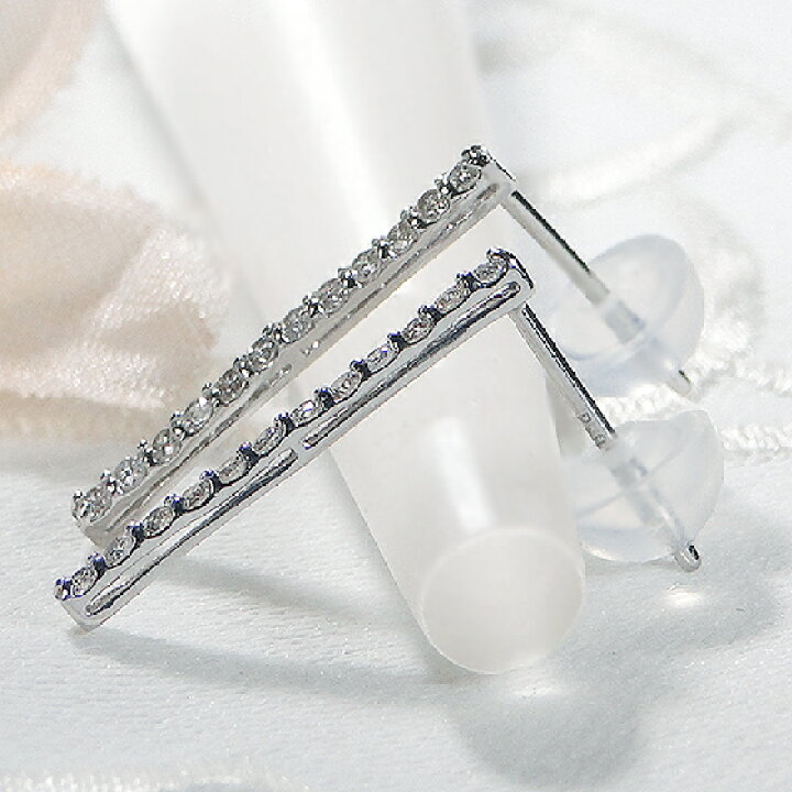 楽天市場】Pt900 ダイヤモンド バー ピアス【0.20ct】【送料無料】【代 