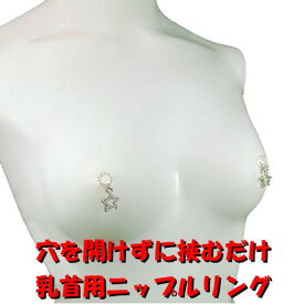 ニップルリング　スターシルバー ロング＆スターチャーム　乳首アクセサリー 乳首 ニップル 乳首 ジュエリーハナゾノ