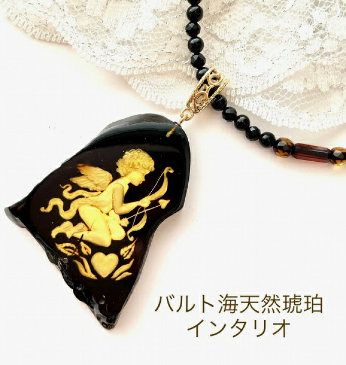 楽天市場】【天然琥珀】【琥珀 ネックレス】天使【インタリオ】カメオ 