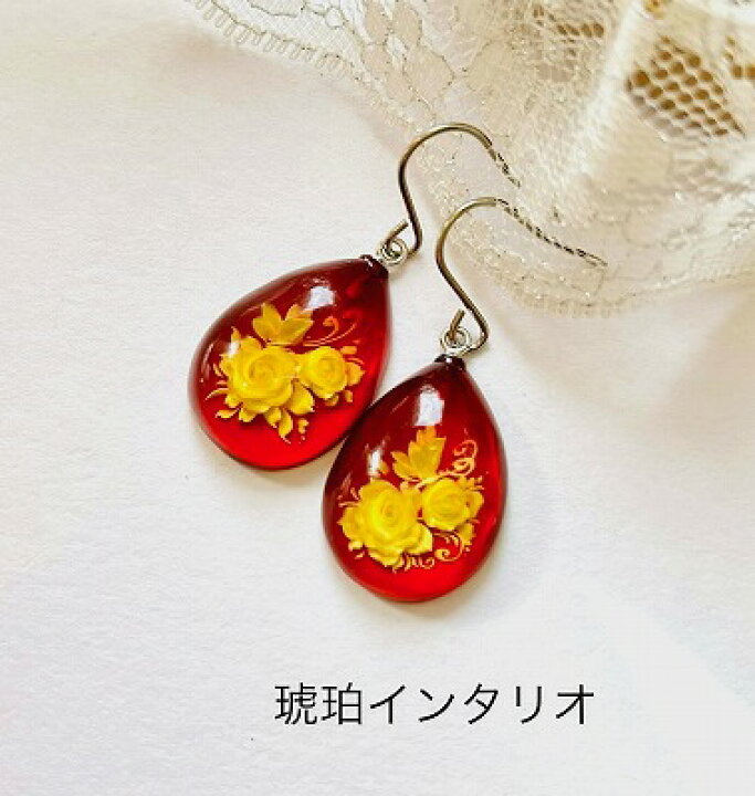 楽天市場】【還暦祝い 女性】【琥珀ピアス】【琥珀 インタリオ 