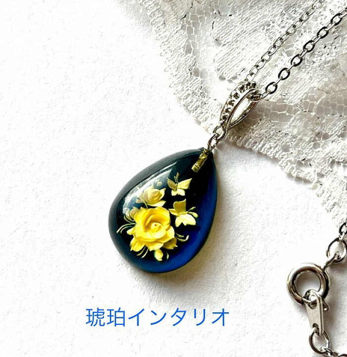 楽天市場】琥珀ネックレス 琥珀インタリオ ペンダント 蝶 カメオ お花 