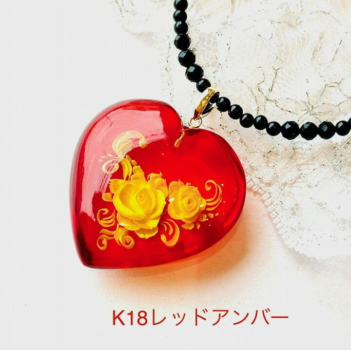 楽天市場】【還暦祝い 女性】 K18 ハート 琥珀 ネックレス インタリオ 