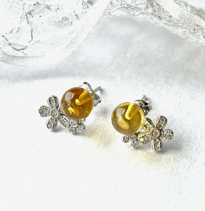 楽天市場】【天然琥珀】琥珀ピアス バルト海天然琥珀 6mm お守り  