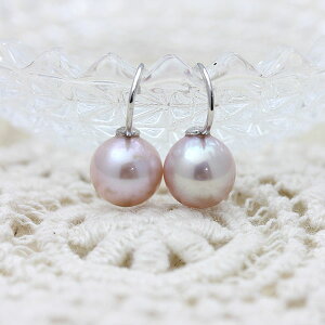 ピアス K10WG 淡水真珠(7.5mm〜8mm) パール 1粒 ホワイトゴールド フック式ピアス クリスマス ジュエリー