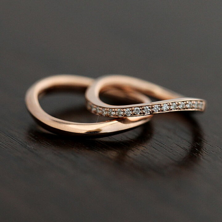 楽天市場】結婚指輪 ペアリング ピンクゴールド K18 S字 ダイヤ 0.18ct 