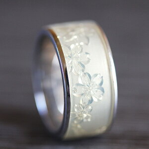 桜 リング 指輪 シルバー SV925 手彫り 彫刻 和風 クリア(大) メンズ レディース クリスマス