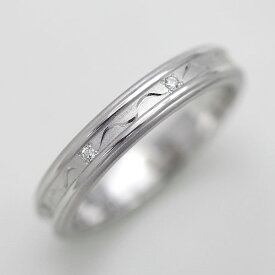 結婚指輪 レディース リング PT100 (プラチナ10％) ダイヤ 0.04ct 等間隔 手彫り彫刻 マリッジリング クリスマス 彼女