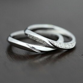 結婚指輪 ペアリング PT100 (プラチナ10％) シンプルライン ダイヤ 0.10ct 短納期 マリッジリング クリスマス 彼女