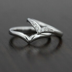 結婚指輪 ペアリング PT100 (プラチナ10％) ダイヤ 0.05ct V字 マリッジリング ギフト プレゼント ホワイトデー 彼女