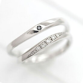 結婚指輪 ペアリング PT100 (プラチナ10％) ダイヤ 0.05ct ブラックダイヤ 0.01ct マリッジリング 短納期 ギフト プレゼント クリスマス 彼女