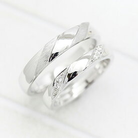 結婚指輪 ペアリング プラチナ PT900 ダイヤモンド 0.04ct マリッジリング ななめライン おしゃれ ヘアライン クリスマス 彼女 彼氏