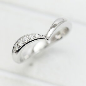 結婚指輪 リング PT100 (プラチナ10％) ダイヤモンド 0.07ct マリッジリング V字 レディースリング ギフト プレゼント クリスマス 彼女