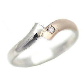 結婚指輪 PT100 (プラチナ10％) K18PG コンビ レディース リング 0.02ct ダイヤモンド クロス スクエア つや消し マリッジリング プレゼント クリスマス 彼女 シンプル