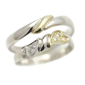 結婚指輪 ペアリング コンビ PT100 (プラチナ10％) K18YG ハート リボン ダイヤモンド 0.06ct マリッジリング クリスマス 彼女