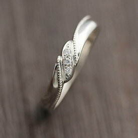 結婚指輪 レディース リング PT100 (プラチナ10％) ミル リボン ダイヤ 0.03ct マリッジリング プレゼント クリスマス 彼女
