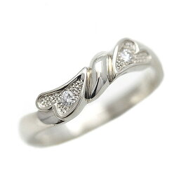 結婚指輪 レディース リング PT100 (プラチナ10％) ハート リボン ダイヤ 2石 0.04ct マリッジリング プレゼント クリスマス 彼女