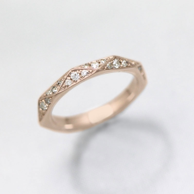 上質 結婚指輪 K10PG ダイヤモンド 0.27ct ピンクゴールド マリッジリング ミラーカット レディースリング ホワイトデー ギフト プレゼント クリスマス 彼女
