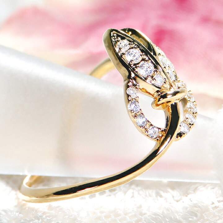 楽天市場】K18YG 【0.22ct】ダイヤモンド チューリップ リング 花 