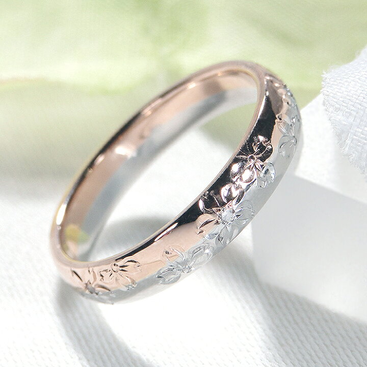 楽天市場】結婚指輪 リング 0.03ct レディース K18PG PT900 コンビ 