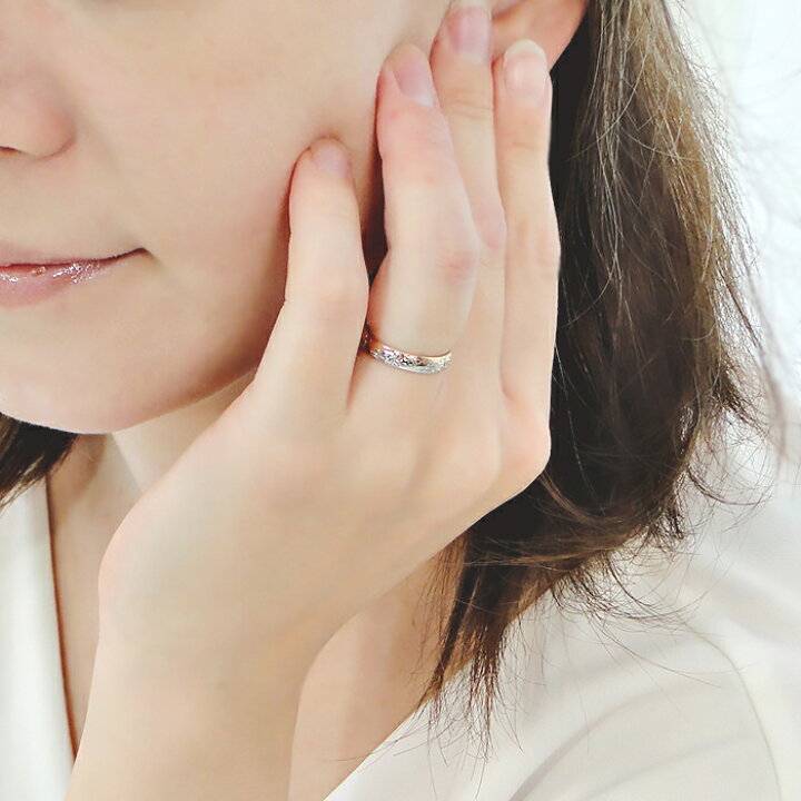 楽天市場】結婚指輪 リング 0.03ct レディース K18PG PT900 コンビ 
