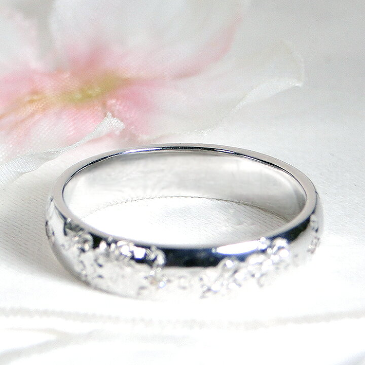 楽天市場】指輪 桜彫刻 リング【0.05ct】 PT900 プラチナリング 桜  