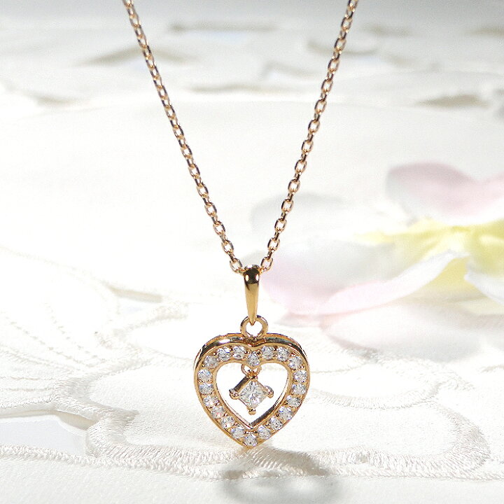 楽天市場】ネックレス レディース K18YG 【0.38ct】ペンダント ハート  