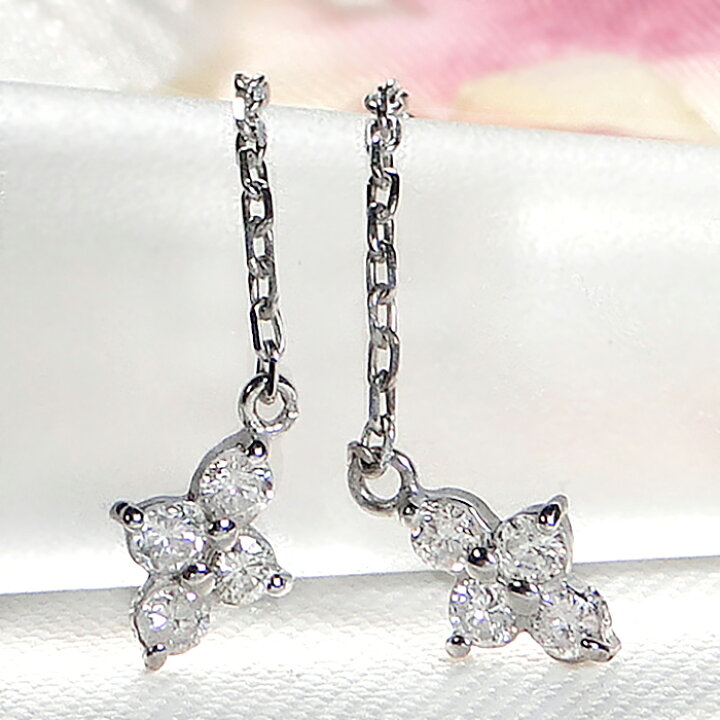 楽天市場】ピアス K18WG 【0.2ct】 ダイヤモンド クロス アメリカン  