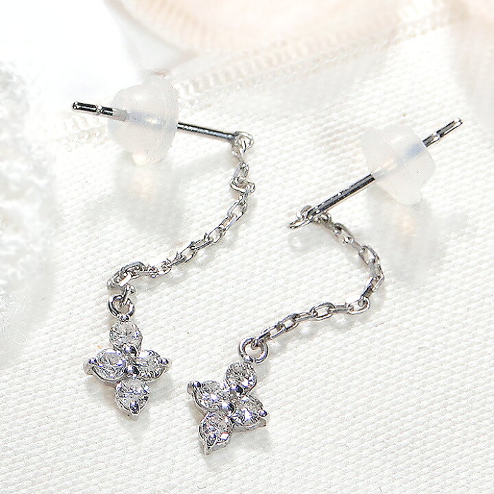 楽天市場】ピアス K18WG 【0.2ct】 ダイヤモンド クロス アメリカン  