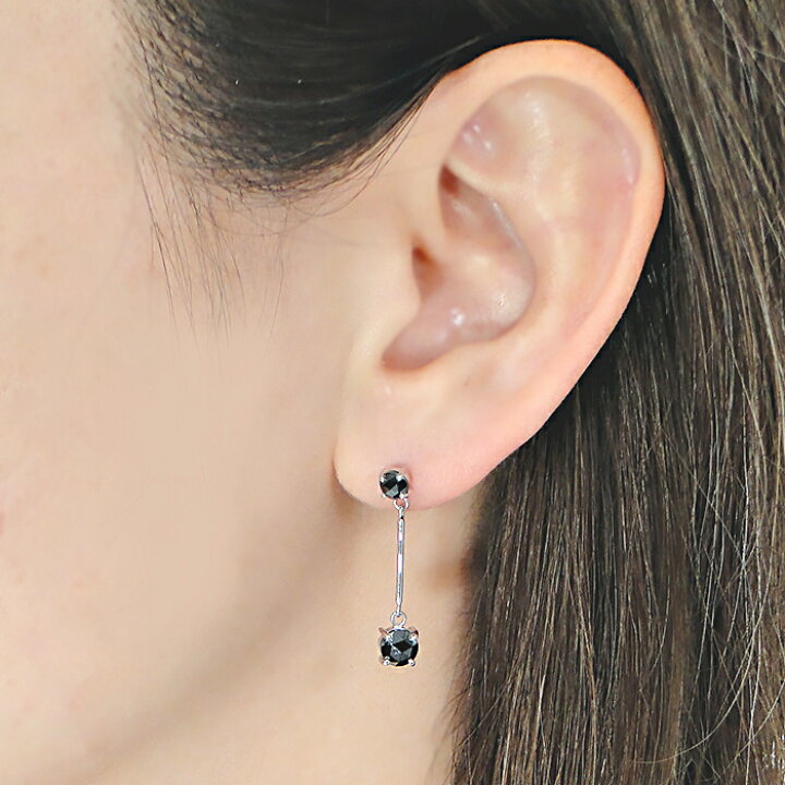 楽天市場】PT900 【2.16ct】 ブラックダイヤモンド ぶら下がり ピアス 