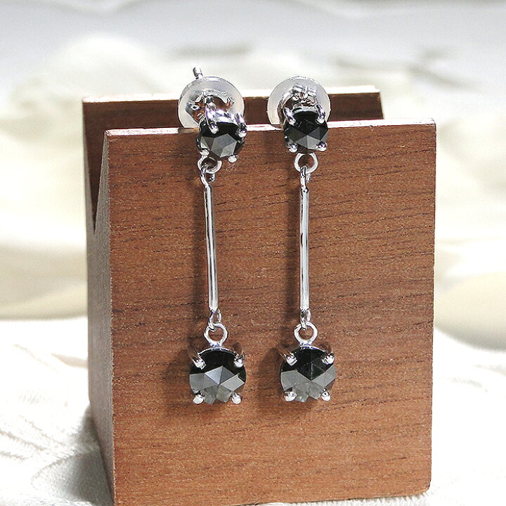 楽天市場】PT900 【2.16ct】 ブラックダイヤモンド ぶら下がり ピアス 