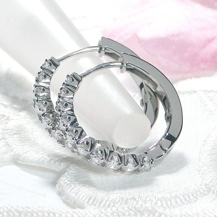 楽天市場】フープピアス プラチナ PT900 ダイヤモンド 【0.35ct 