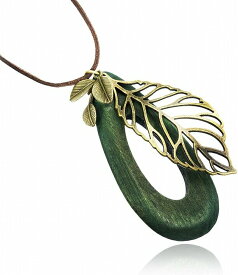 ネックレス レディース ロング 革紐 北欧 風 木製 リング ウッド リーフ ウッドネックレス おしゃれ かわいい レディースネックレス プレゼント ギフト 贈り物 女性 NPNS83 アジアンアクセサリー エスニック 革ひも ペンダント 紐 革 ナチュラル ペンダントトップ 大きめ