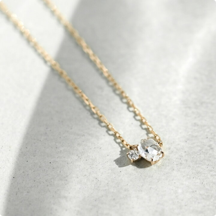 楽天市場】ダイヤモンド ネックレス K10 0.07ct 40cm オーバルカット 