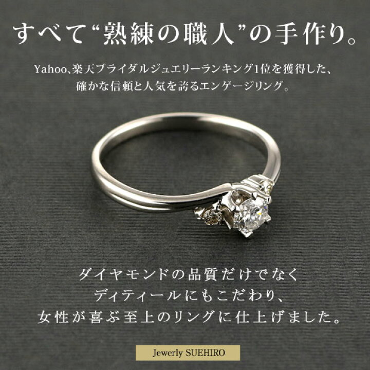 楽天市場 レビュー高評価 刻印無料 婚約指輪 0 2カラット サイドダイヤ付き エンゲージリング ダイヤモンド プラチナ リング ソリティア 一粒 楽ギフ 包装 末広 今だけ代引手数料無料 Jewelry Suehiro