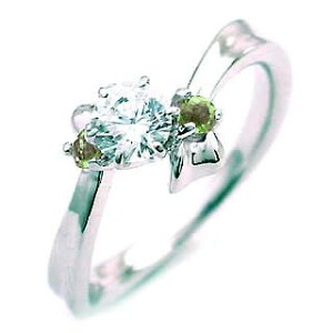 ( 8月誕生石 ) ペリドット Pt ダイヤリング(婚約指輪・エンゲージリング)【楽ギフ_包装】 末広 【今だけ代引手数料無料】