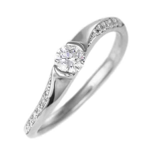 婚約指輪 ダイヤモンド プラチナ リング 0.3ct 天然石 エンゲージリング 鑑定書 末広  - 1