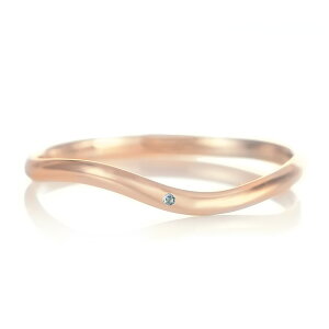 結婚指輪 マリッジリング 18金 ピンクゴールド つや消し マット 甲丸 ウエーブ 天然石 アクアマリン【楽ギフ_包装】 末広 【今だけ代引手数料無料】